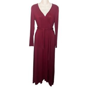 NWT GAP Long Sleeve Maxi True Wrap Rayon Knit Jersey Dress Women’s Sz XS Red